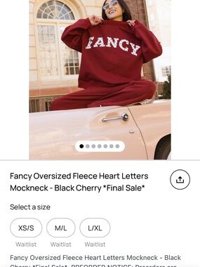 Fancy Oversized Fleece Mockneck Sweatshirt - Black Cherry